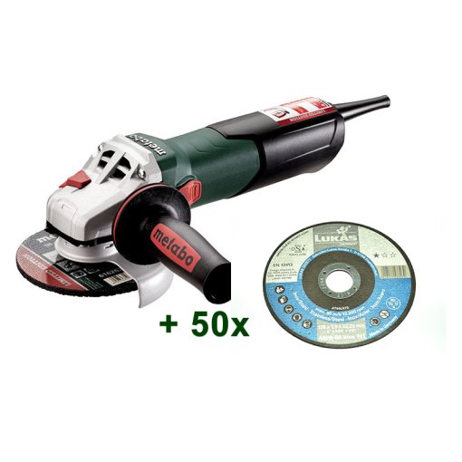 Winkelschleifer WE 15-125 Quick Limited Edition Metabo + 50 Stück Trennscheiben 125 x 1mm Stahl/Edelstahl