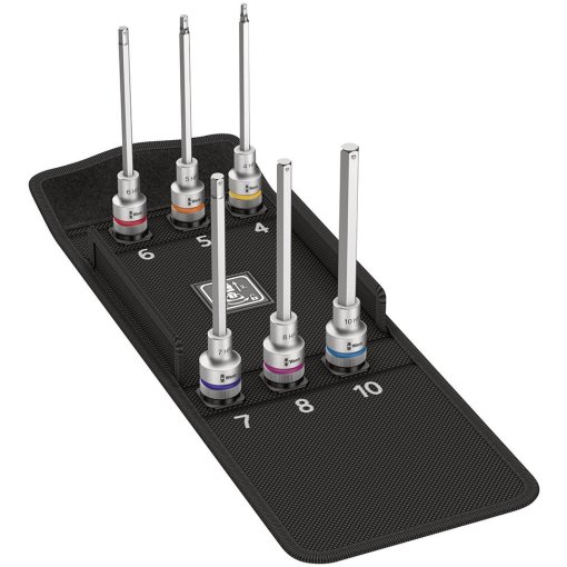 Schraubendrehereinsatz- Satz 1/2" Innensechskant lang mit Haltefunktion 6-teilig